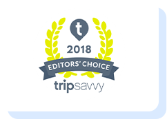 Circle White Badge TripSavvy Editors Choice logo